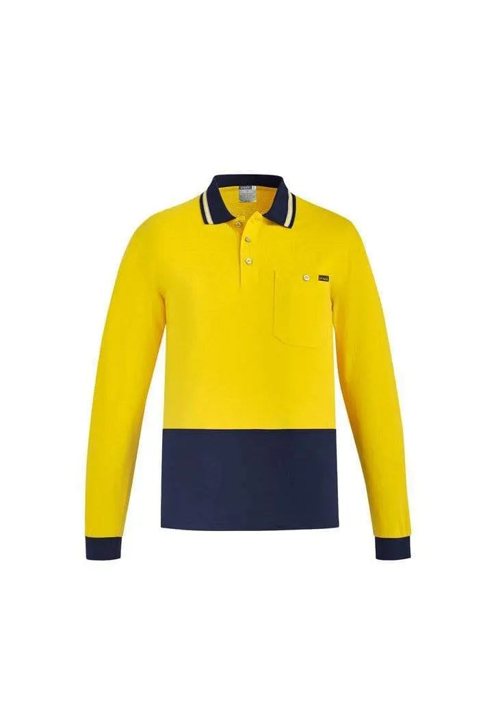 SYZMIK mens hi vis cotton l/s polo zh430 Metro Workwear.